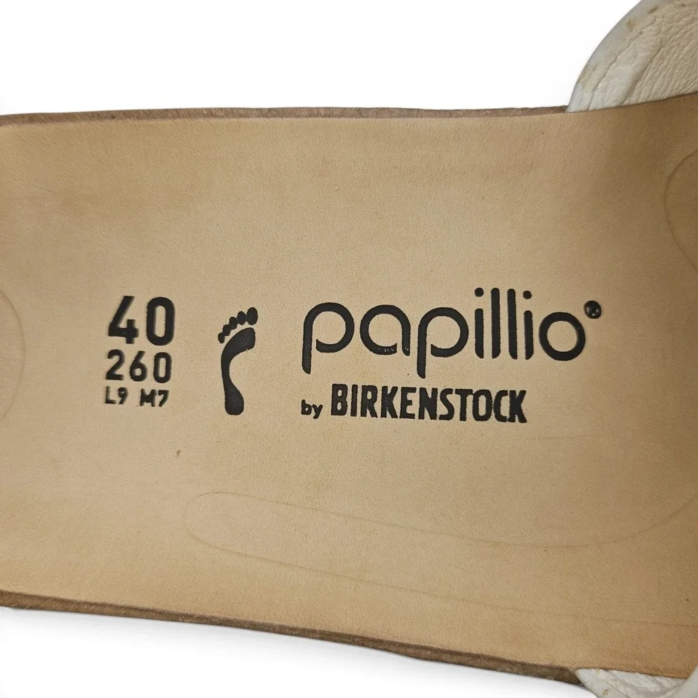 Birkenstock Papillio Glenda Raffia Wedge Platform Sandal Beige White EU 40 9-9.5